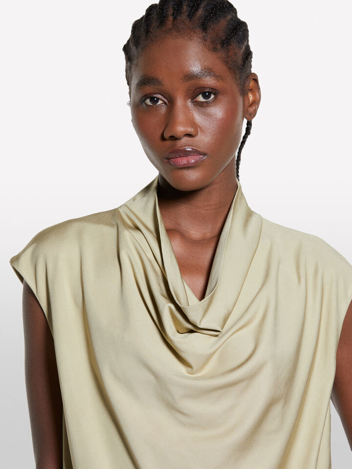 Military green draped top - blouses pour femme - Kaki | Sisley image number 5